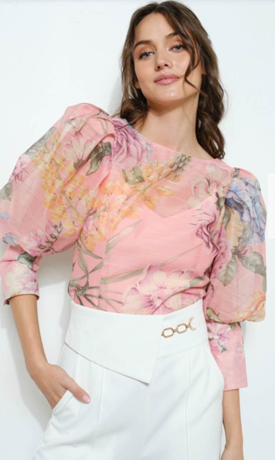 Julie Floral Puff-Sleeve Blouse