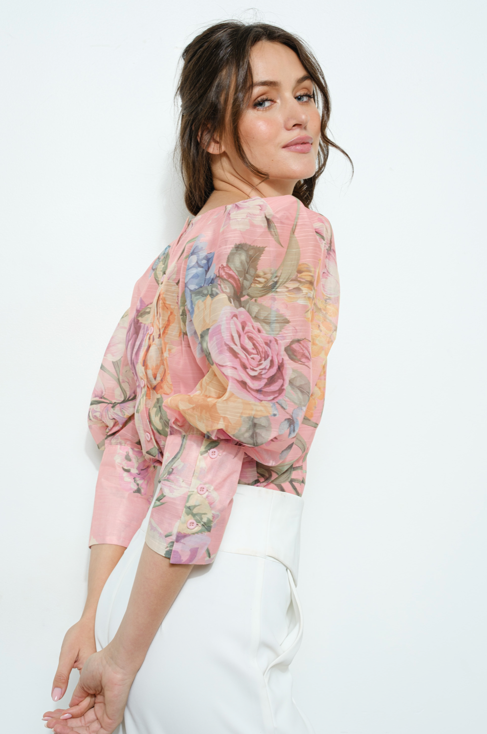 Julie Floral Puff-Sleeve Blouse