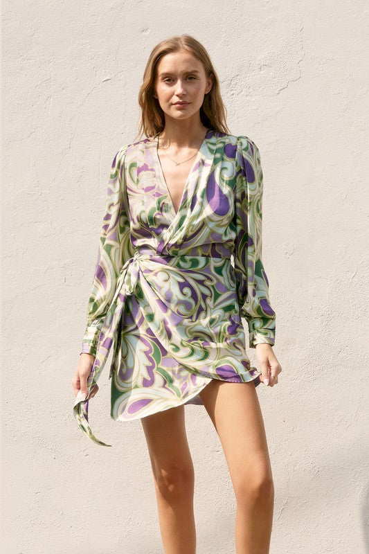 knee length dresses for ladies Women's African Print Sleeveless Mini Wrap Dress -- Fi-3051 main image 0