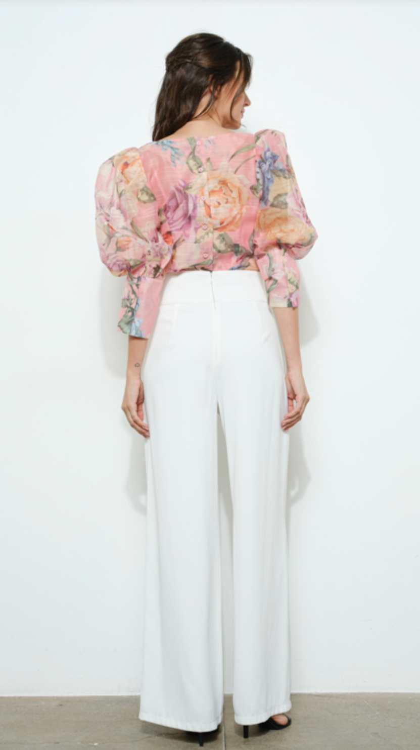 Julie Floral Puff-Sleeve Blouse